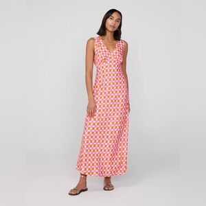 Kitri Womes US‎ 6 Claire Picnic Check Bias Cut Long Slip Dress Empire Waist